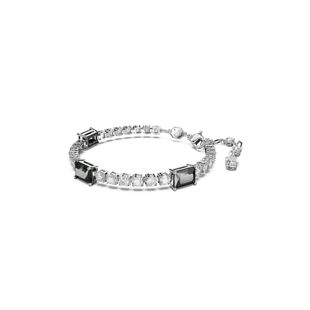 Matrix Tennis bracelet Mixed cuts, Green, Rhodium plated