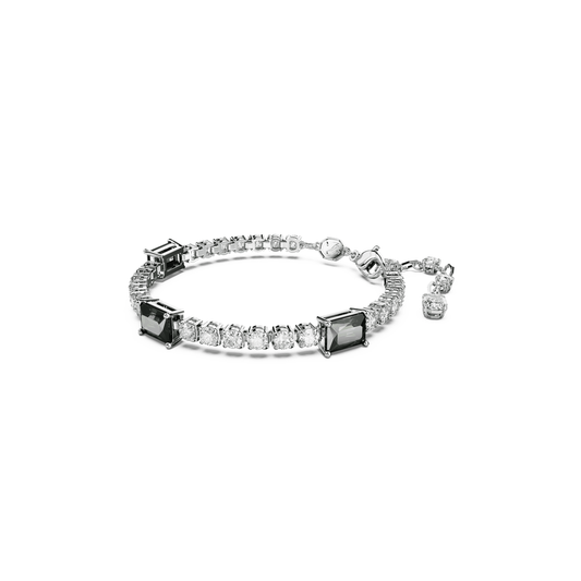Matrix Tennis bracelet Mixed cuts, Green, Rhodium plated