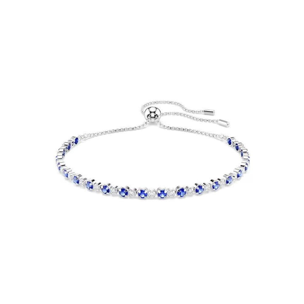 Matrix Tennis bracelet Mixed round cuts, Blue, Rhodium plated
