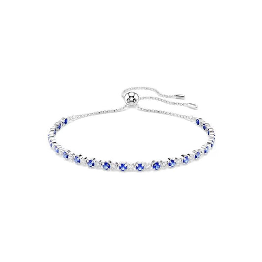 Matrix Tennis bracelet Mixed round cuts, Blue, Rhodium plated
