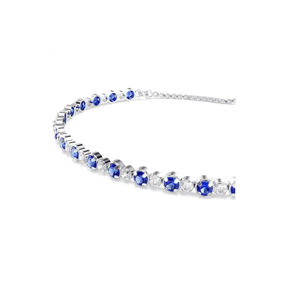 Matrix Tennis bracelet Mixed round cuts, Blue, Rhodium plated