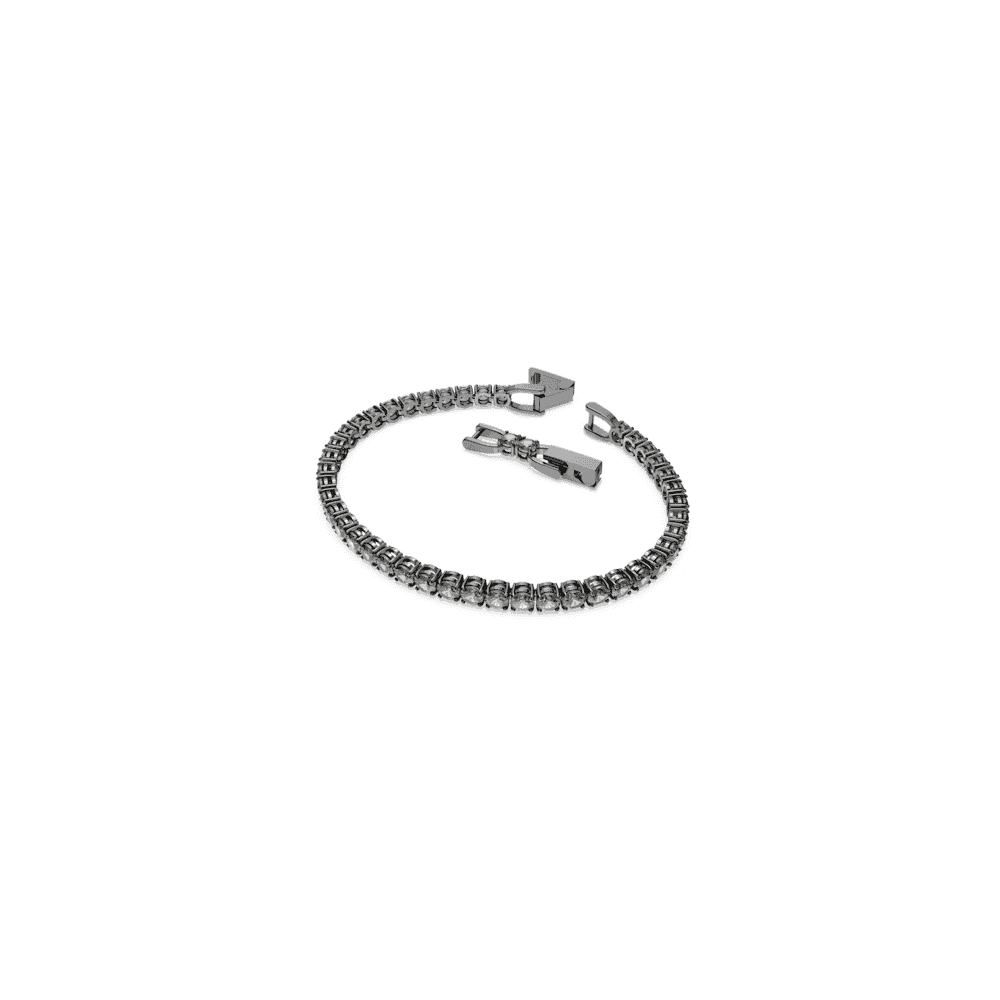 Matrix Tennis bracelet, Round cut, Gray, Ruthenium plated