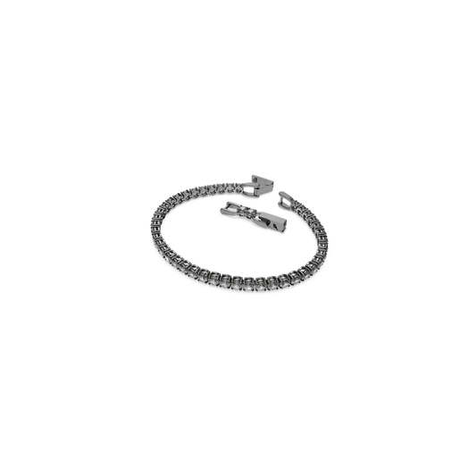 Matrix Tennis bracelet, Round cut, Gray, Ruthenium plated