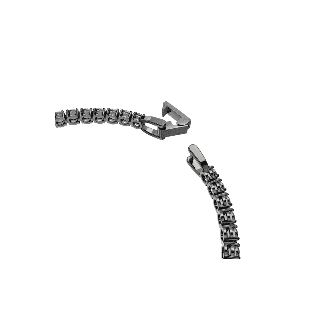 Matrix Tennis bracelet, Round cut, Gray, Ruthenium plated