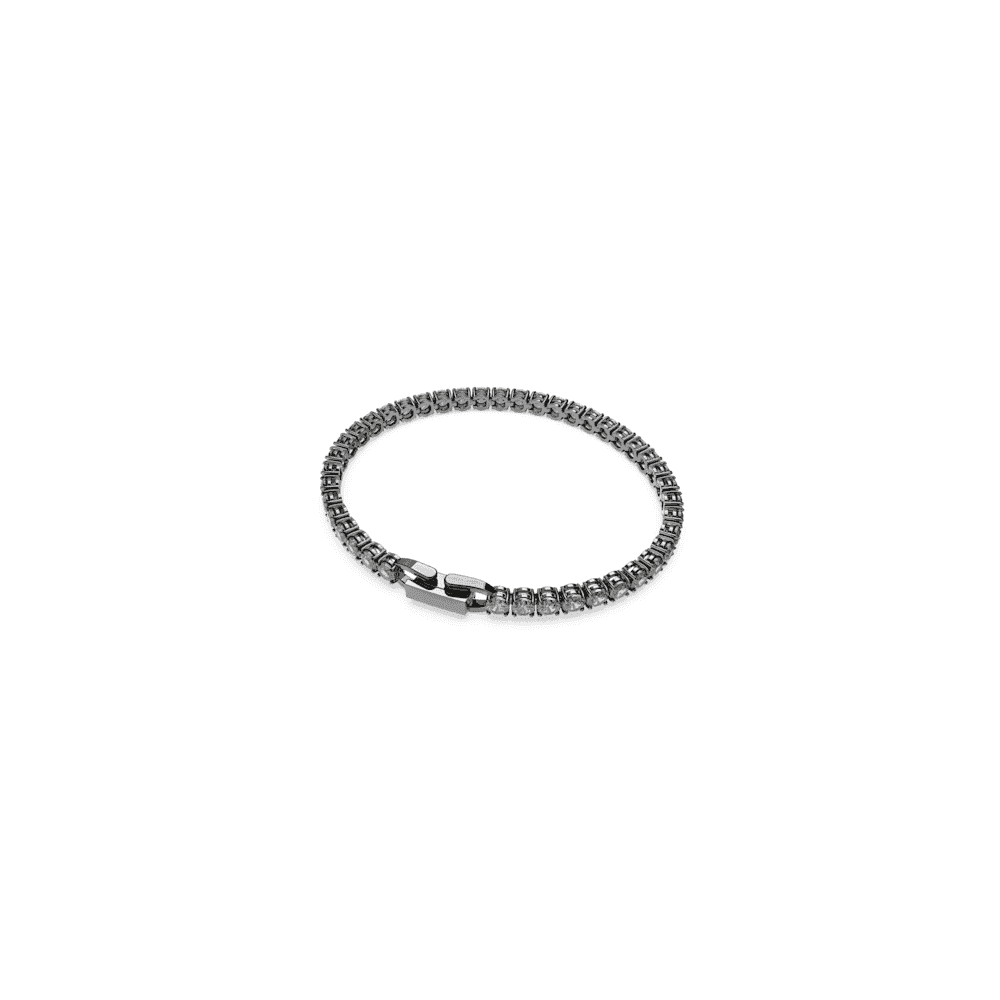 Matrix Tennis bracelet, Round cut, Gray, Ruthenium plated