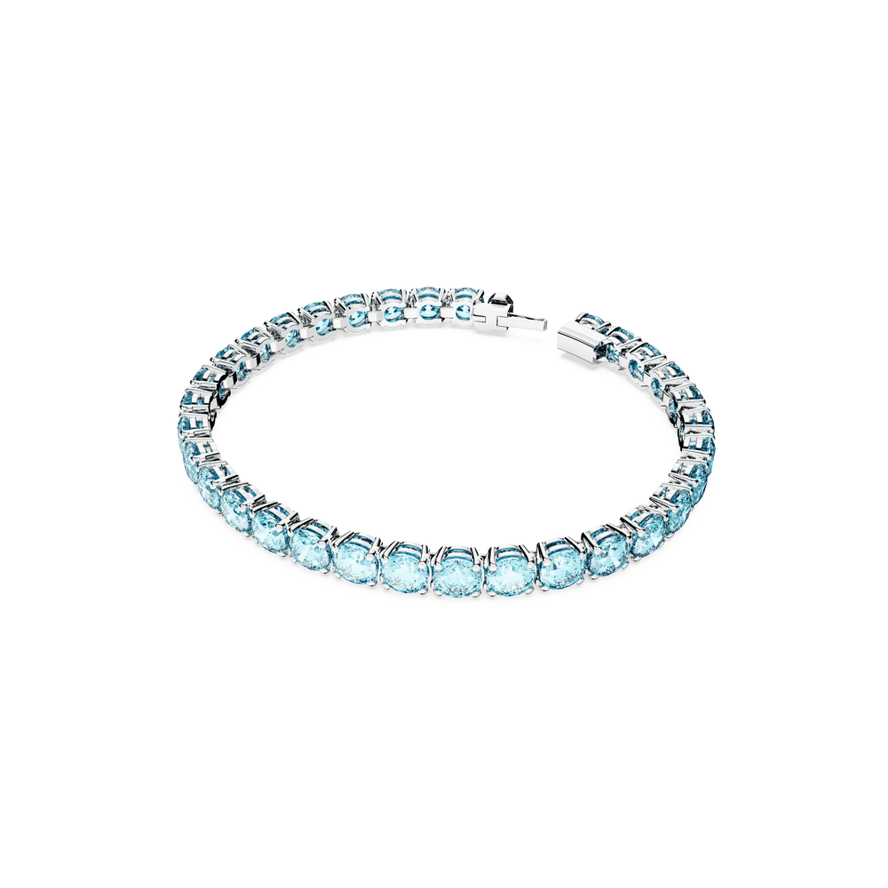 Matrix Tennis bracelet, Round cut, Medium, Blue, Rhodium plated