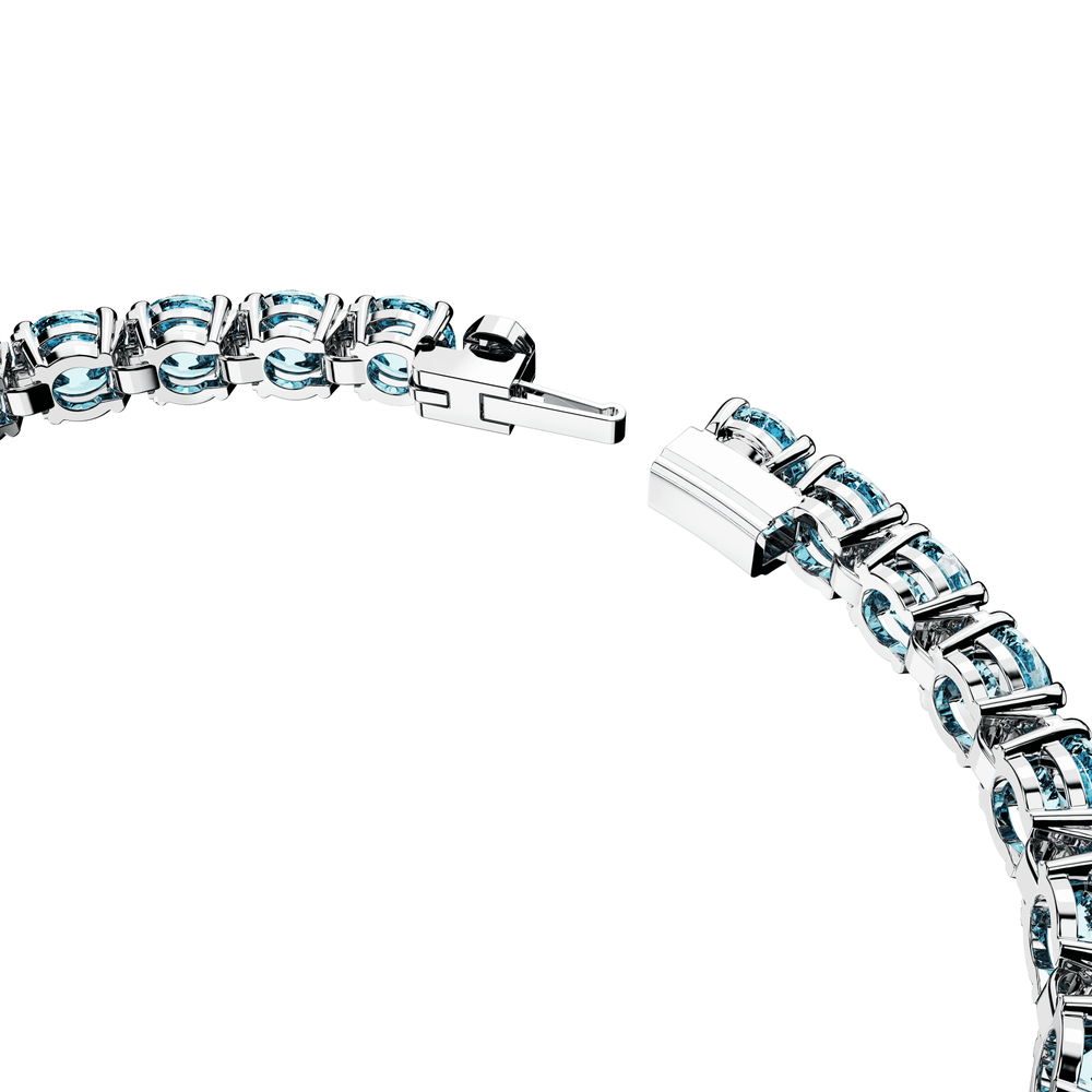 Matrix Tennis bracelet, Round cut, Medium, Blue, Rhodium plated