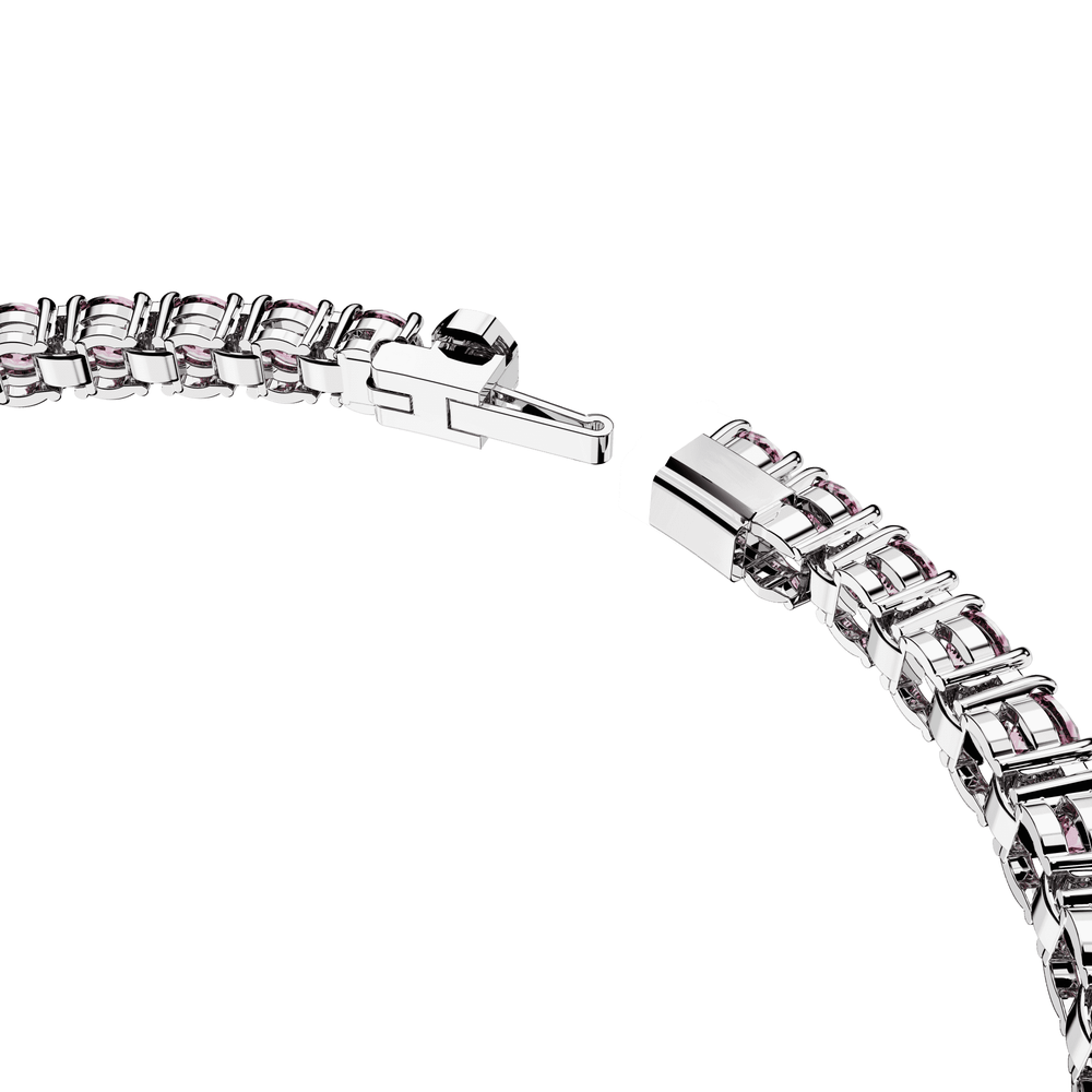 Matrix Tennis bracelet, Round cut, Small, Pink, Rhodium plated