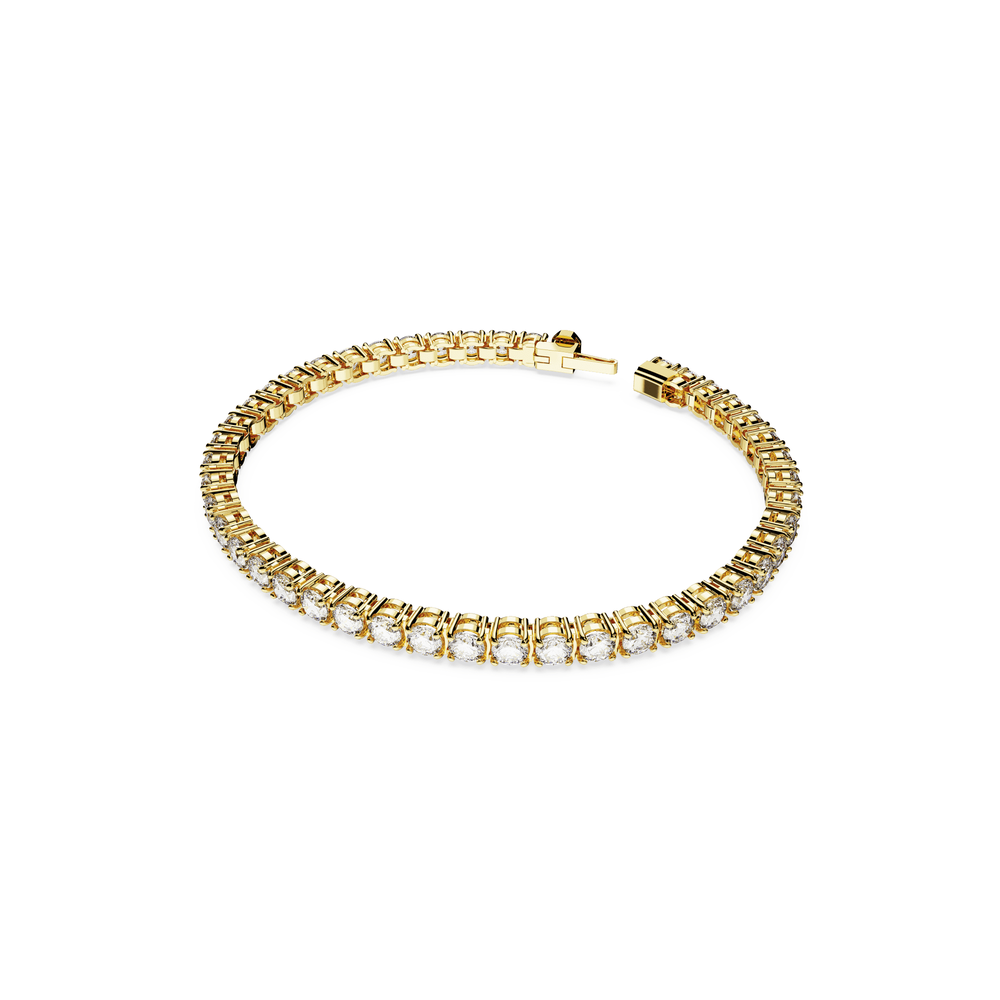 Matrix Tennis bracelet, Round cut, Small, White, Gold-tone plated