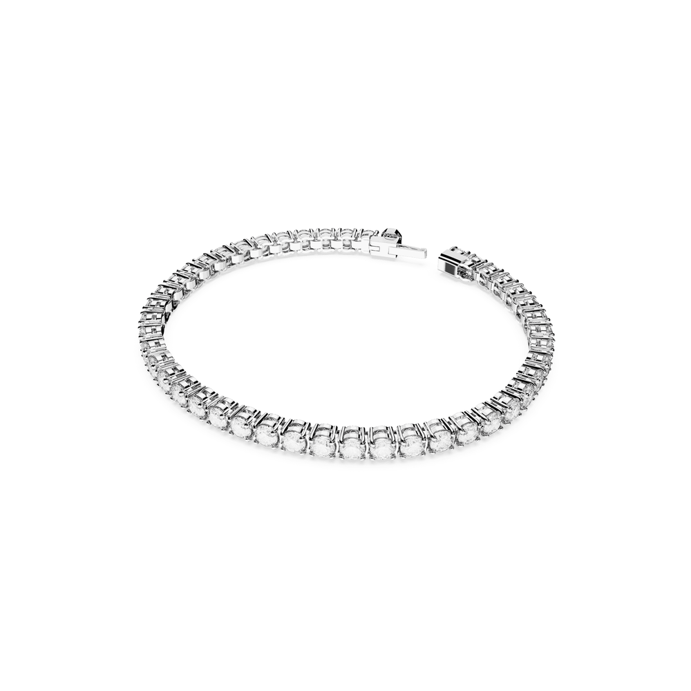 Matrix Tennis bracelet, Round cut, Small, White, Rhodium plated