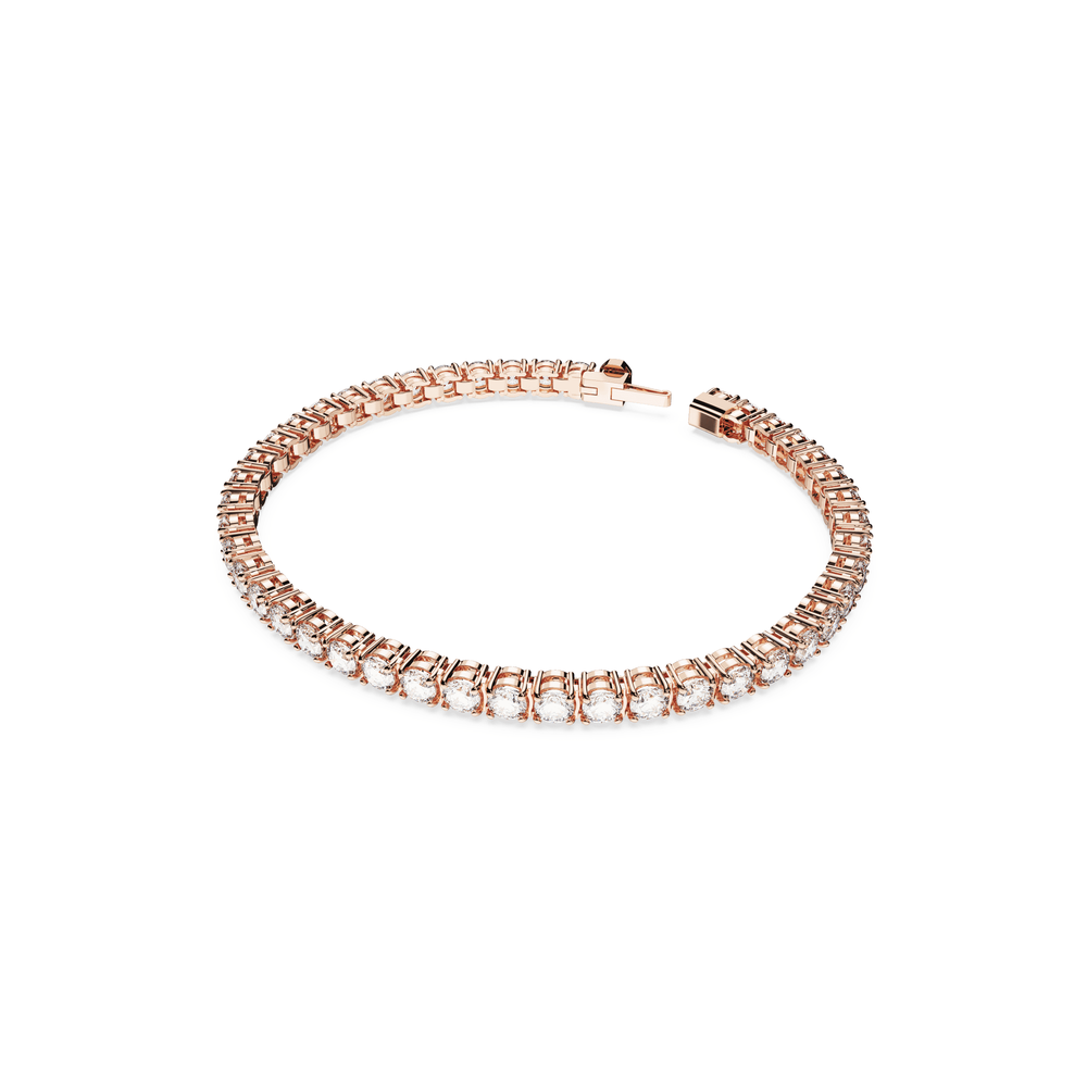 Matrix Tennis bracelet, Round cut, Small, White, Rose gold-tone plated