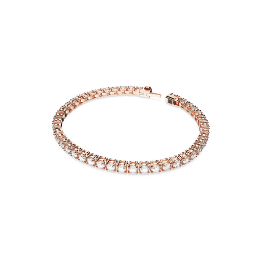 Matrix Tennis bracelet, Round cut, Small, White, Rose gold-tone plated