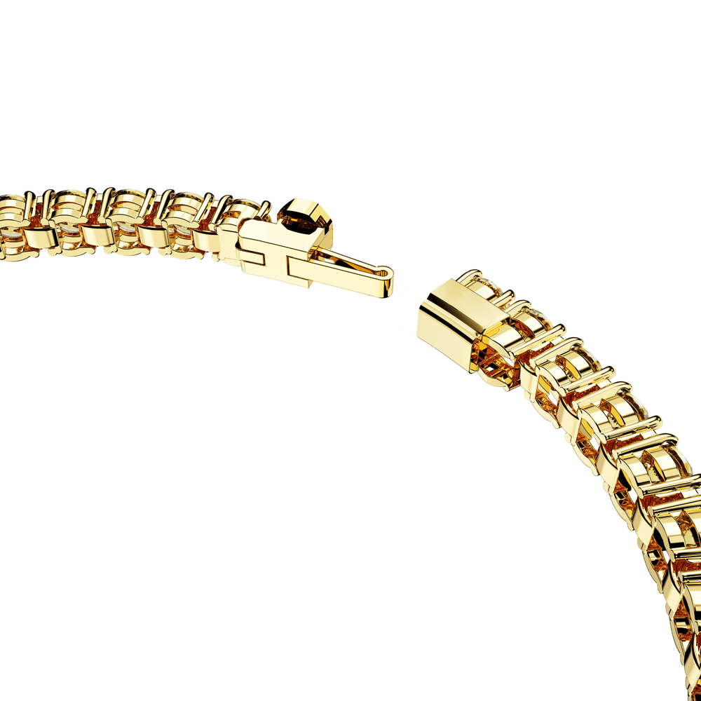 Matrix Tennis bracelet, Round cut, Small, Yellow, Gold-tone plated