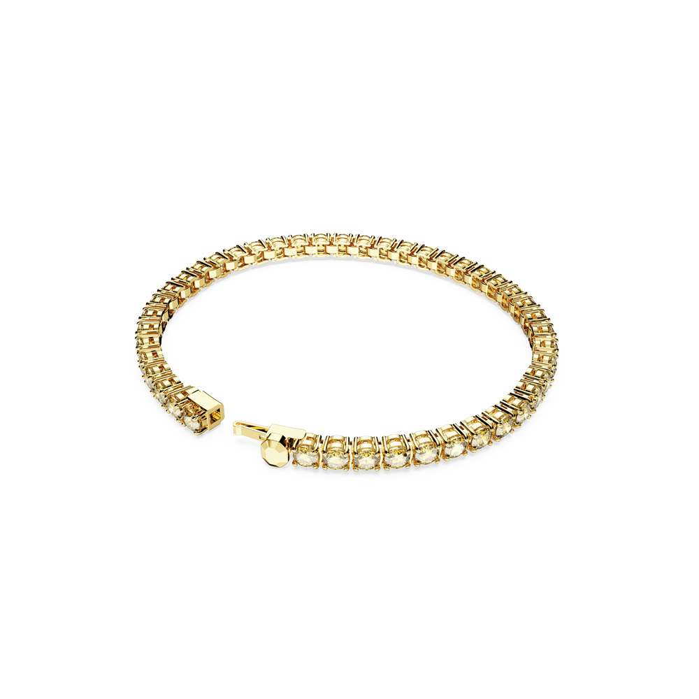Matrix Tennis bracelet, Round cut, Small, Yellow, Gold-tone plated