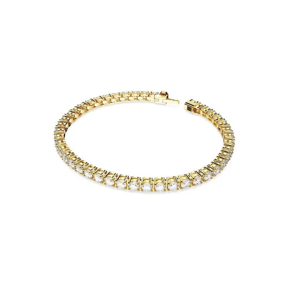 Matrix Tennis bracelet Round cut, White, Gold-tone plated