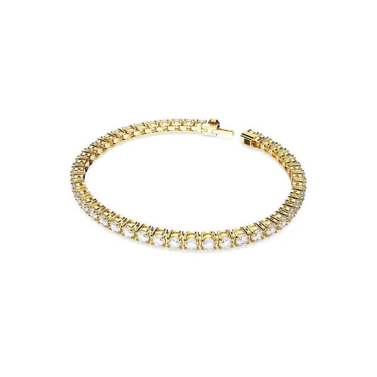 Matrix Tennis bracelet Round cut, White, Gold-tone plated