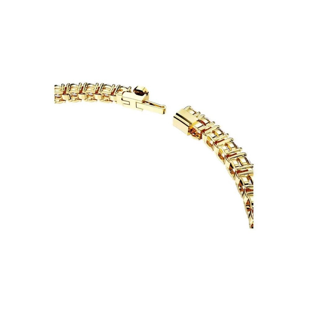 Matrix Tennis bracelet Round cut, White, Gold-tone plated