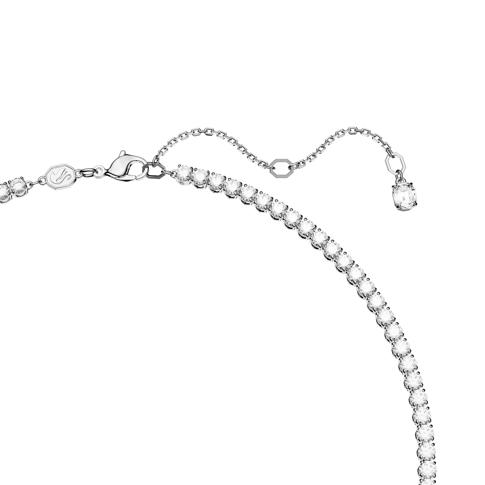 Matrix Tennis necklace Mixed cuts, Green, Rhodium plated