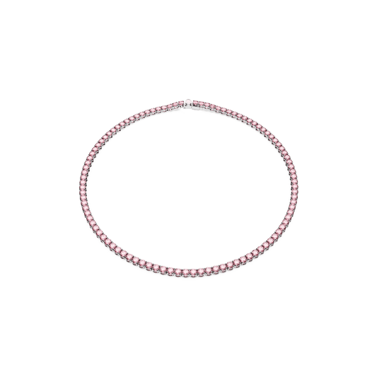 Matrix Tennis necklace, Round cut, Small, Pink, Rhodium plated