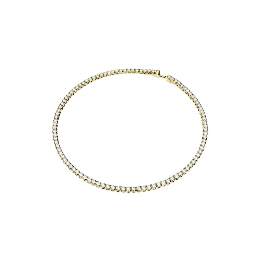 Matrix Tennis necklace, Round cut, Small, White, Gold-tone plated