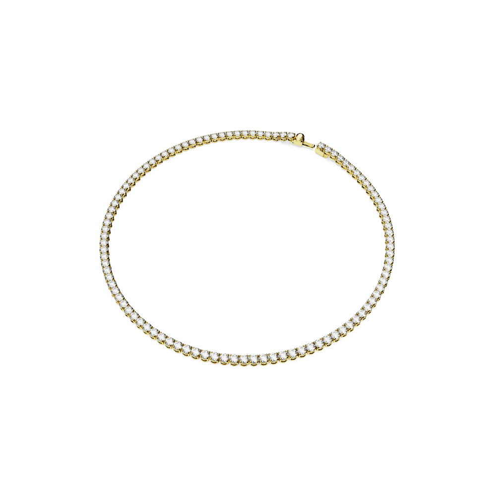 Matrix Tennis necklace, Round cut, Small, White, Gold-tone plated