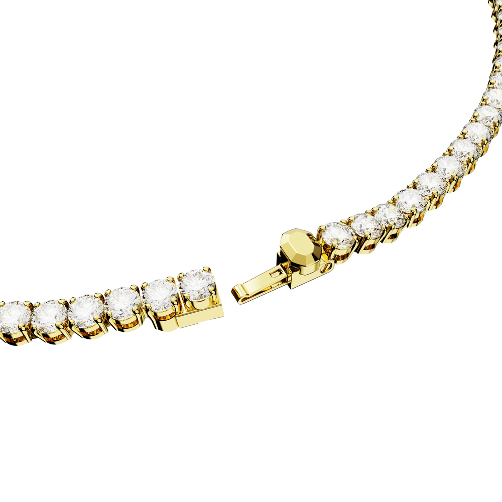 Matrix Tennis necklace, Round cut, Small, White, Gold-tone plated