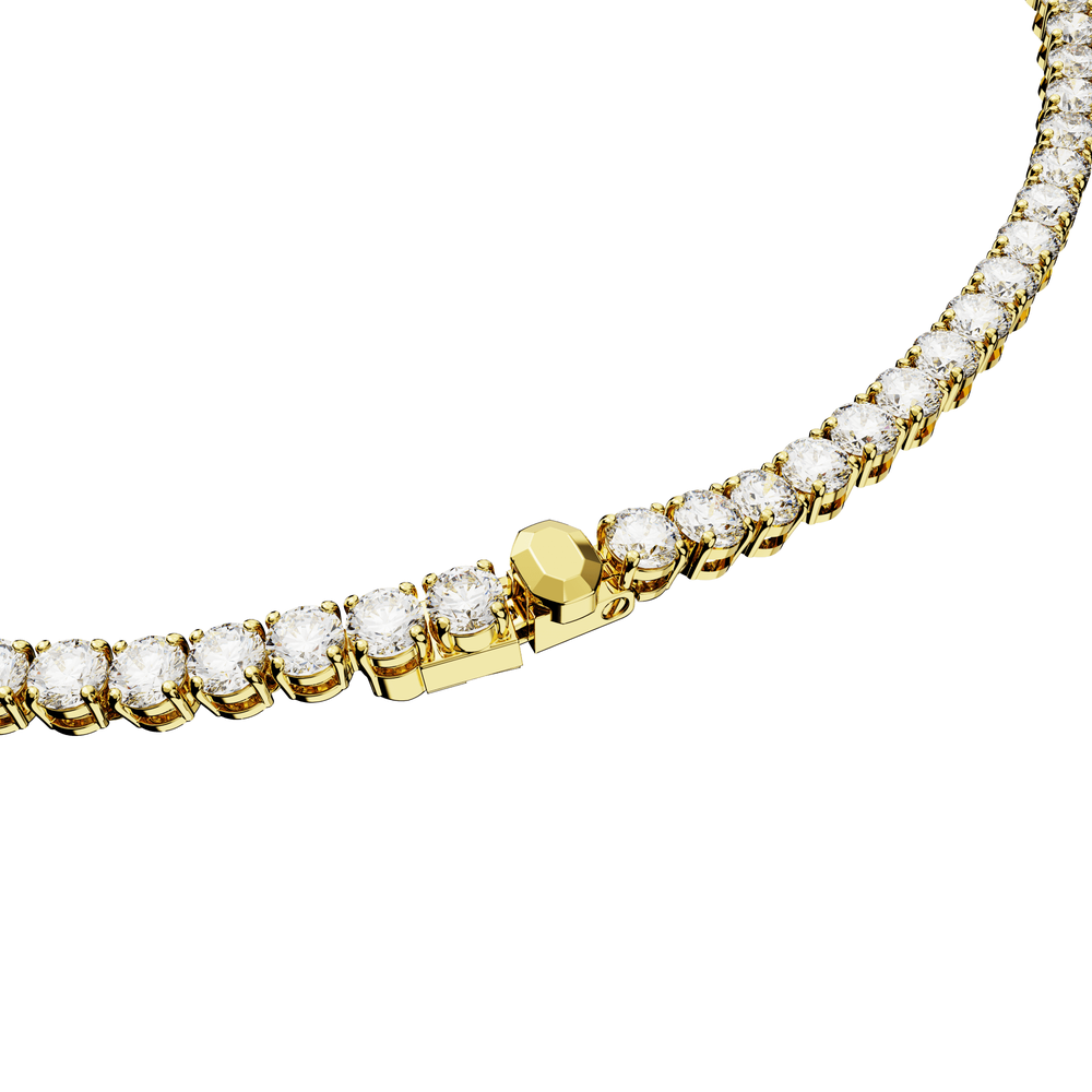 Matrix Tennis necklace, Round cut, Small, White, Gold-tone plated