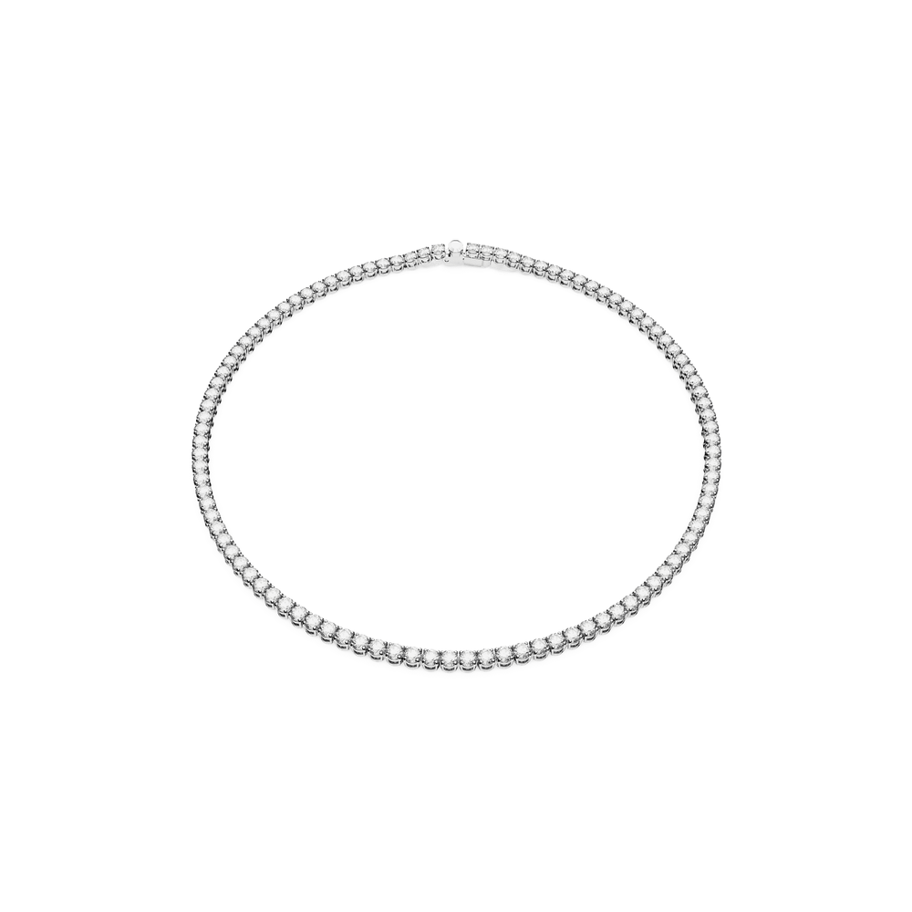 Matrix Tennis necklace, Round cut, Small, White, Rhodium plated