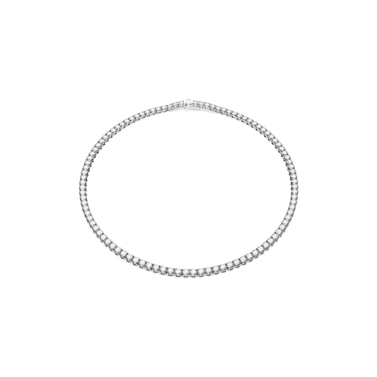Matrix Tennis necklace, Round cut, Small, White, Rhodium plated
