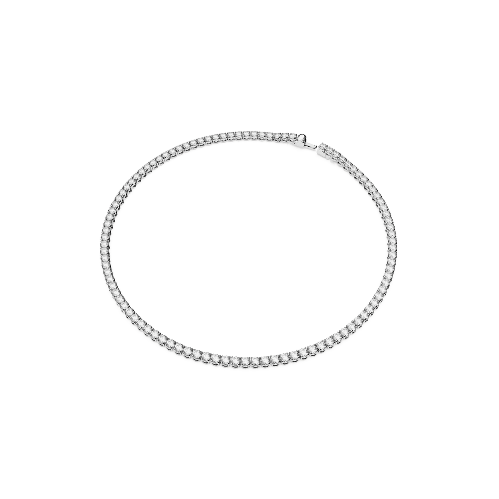 Matrix Tennis necklace, Round cut, Small, White, Rhodium plated