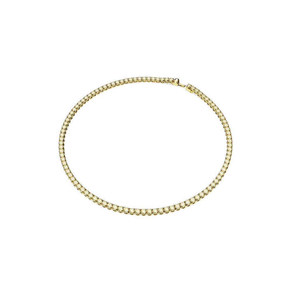 Matrix Tennis necklace, Round cut, Small, Yellow, Gold-tone plated