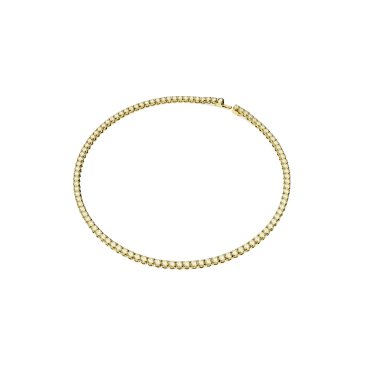 Matrix Tennis necklace, Round cut, Small, Yellow, Gold-tone plated
