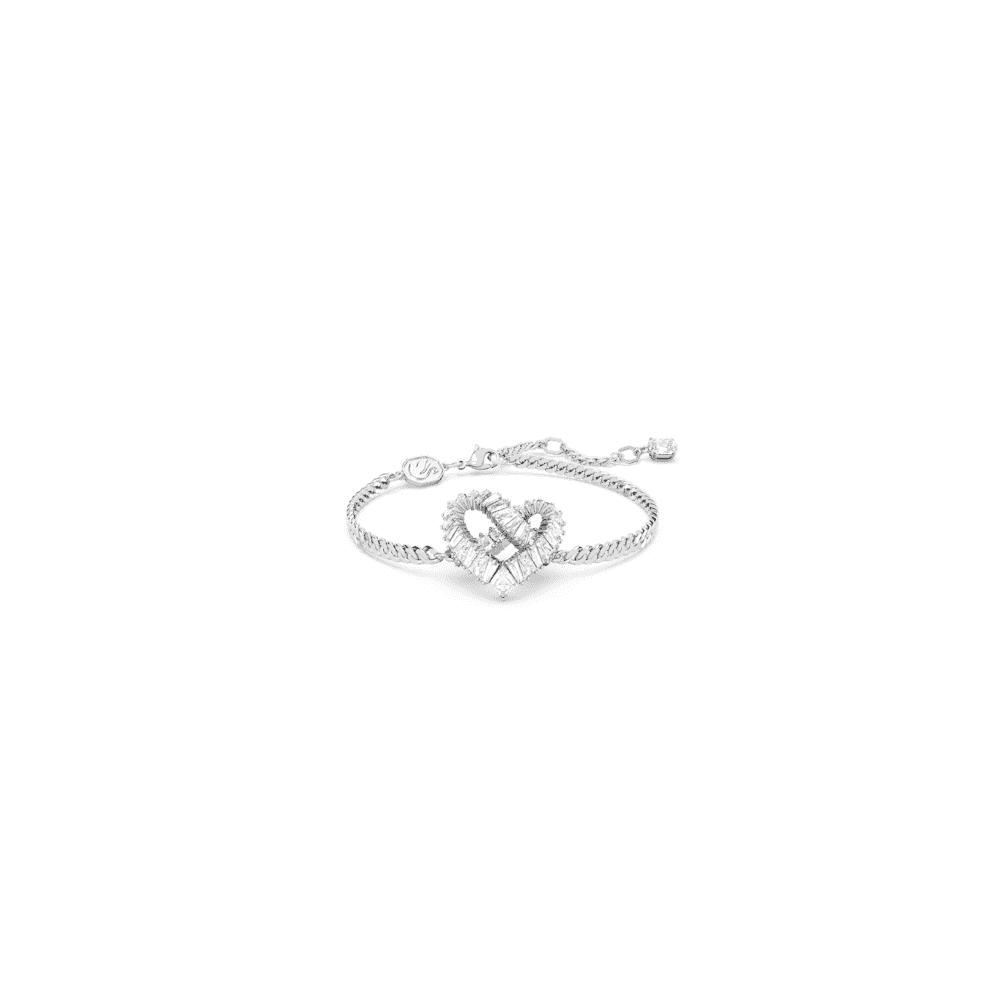 Matrix bracelet, Heart, White, Rhodium plated