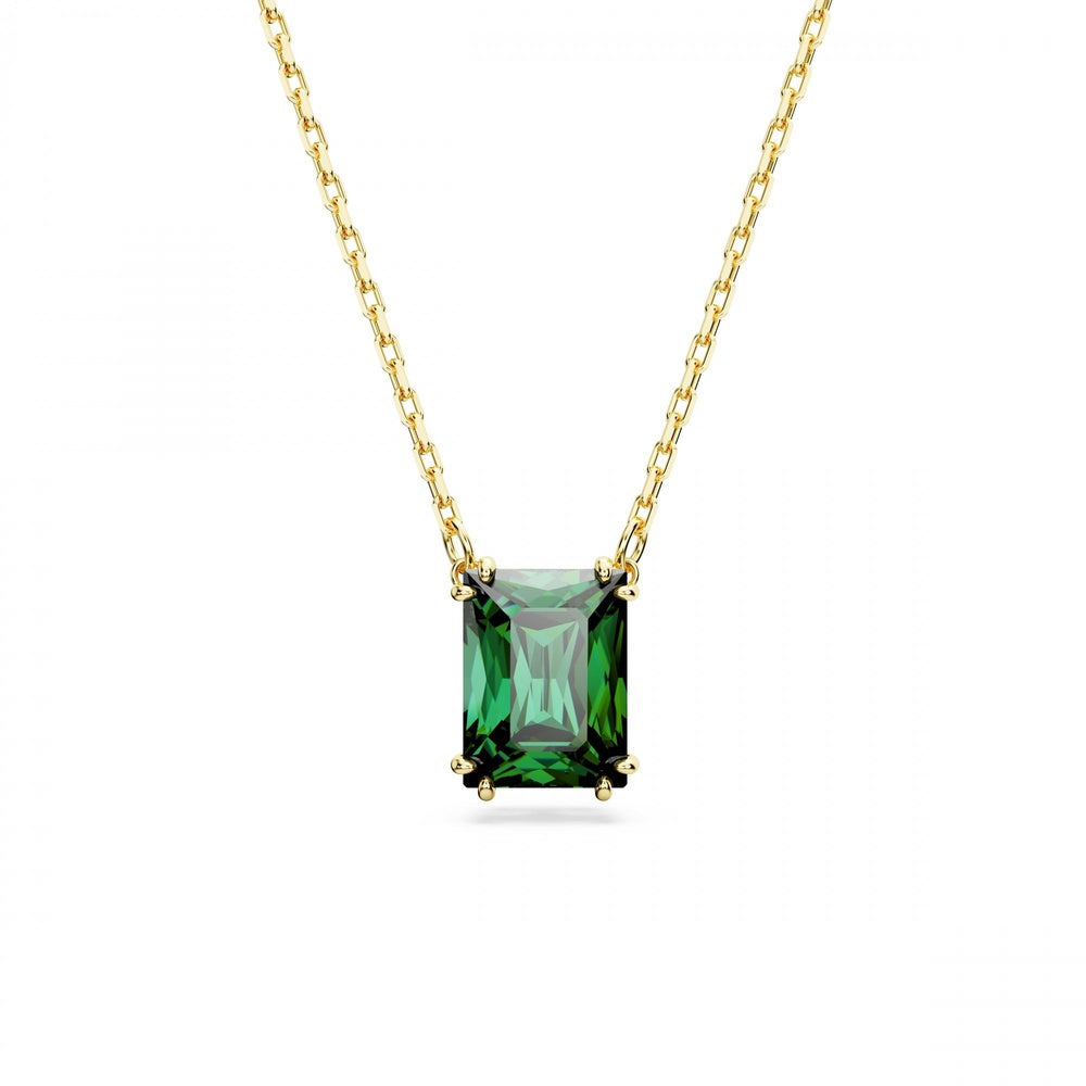 Matrix pendant Rectangular cut, Green, Gold-tone plated