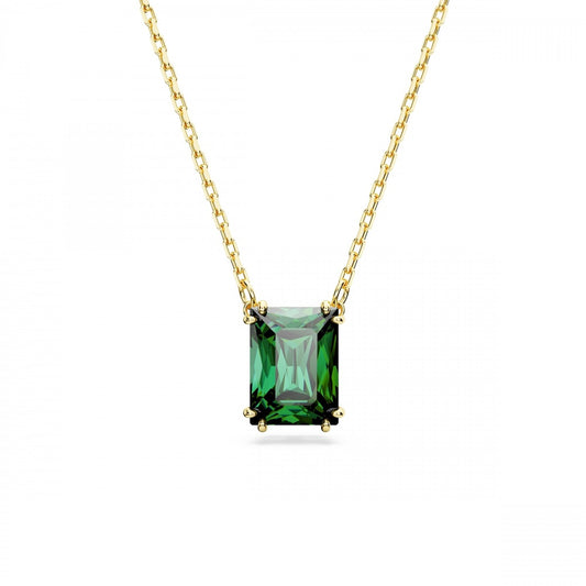 Matrix pendant Rectangular cut, Green, Gold-tone plated