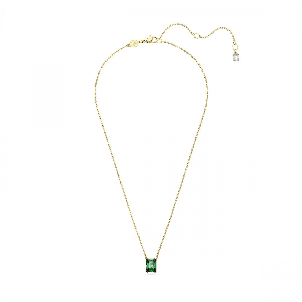 Matrix pendant Rectangular cut, Green, Gold-tone plated
