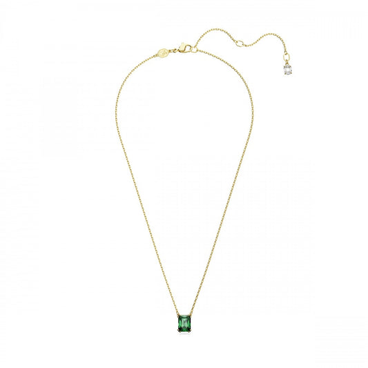 Matrix pendant Rectangular cut, Green, Gold-tone plated