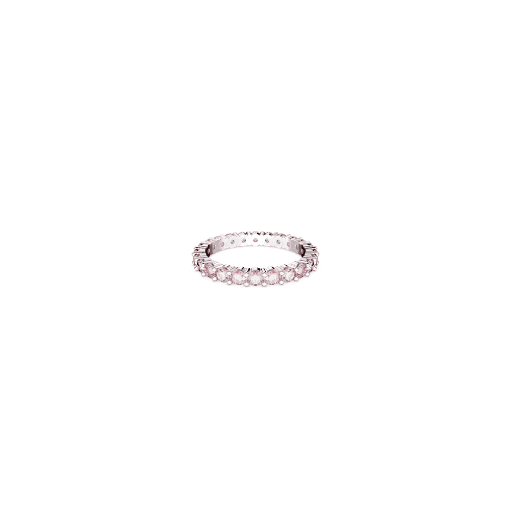 Matrix ring, Round cut, Pink, Rhodium plated