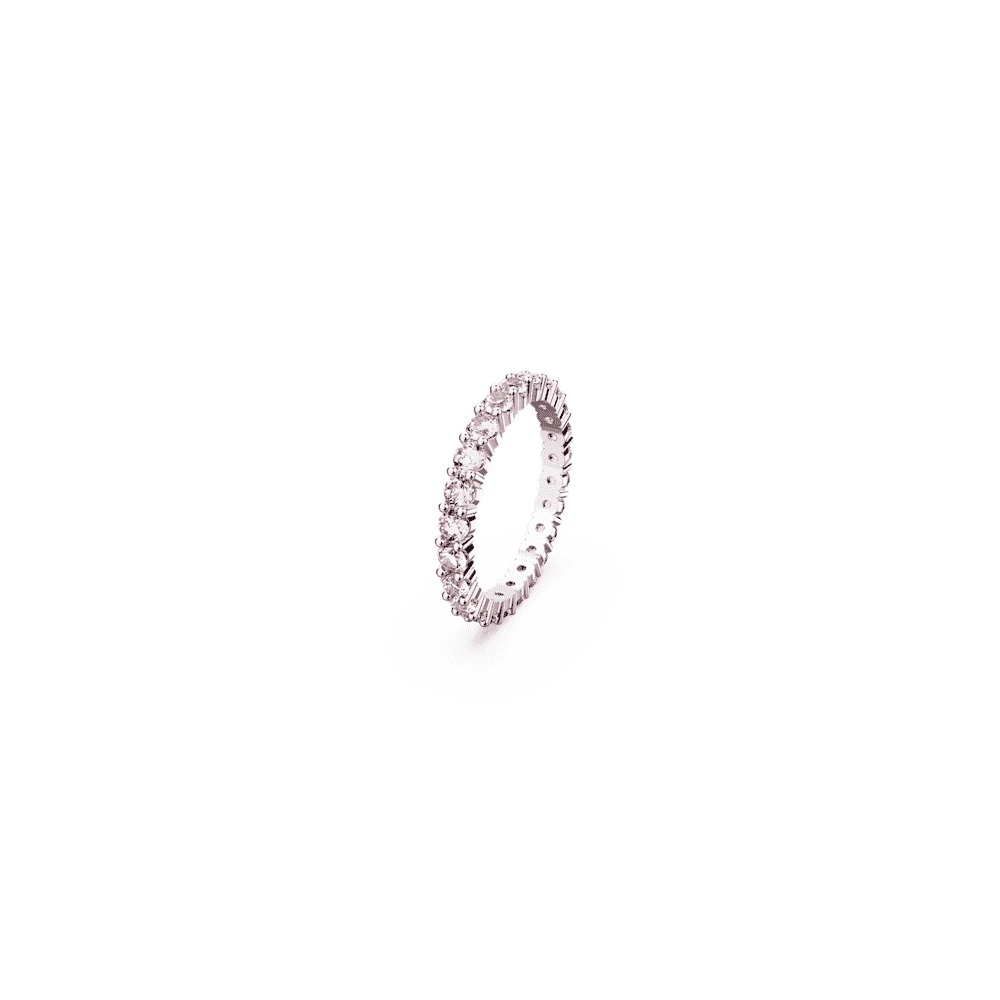 Matrix ring, Round cut, Pink, Rhodium plated