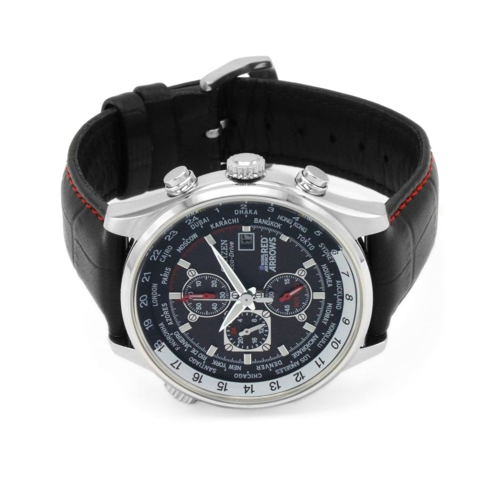 Mens Citizen Eco-drive Red Arrows World Time Chronograph Stainless Steel Watch