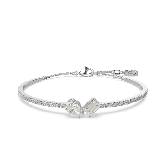 Mesmera bangle Mixed cuts, White, Rhodium plated