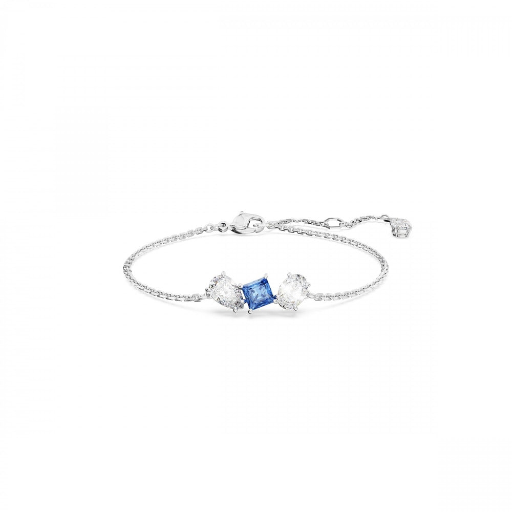 Mesmera bracelet Mixed cuts, Blue, Rhodium plated