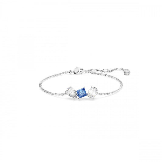 Mesmera bracelet Mixed cuts, Blue, Rhodium plated