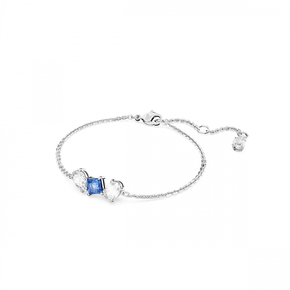 Mesmera bracelet Mixed cuts, Blue, Rhodium plated