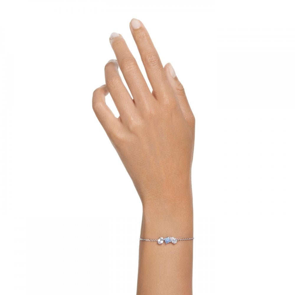 Mesmera bracelet Mixed cuts, Blue, Rhodium plated