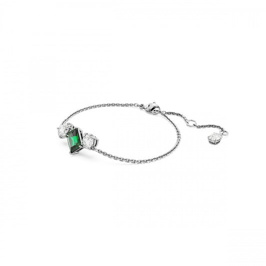 Mesmera bracelet Mixed cuts, Green, Rhodium plated