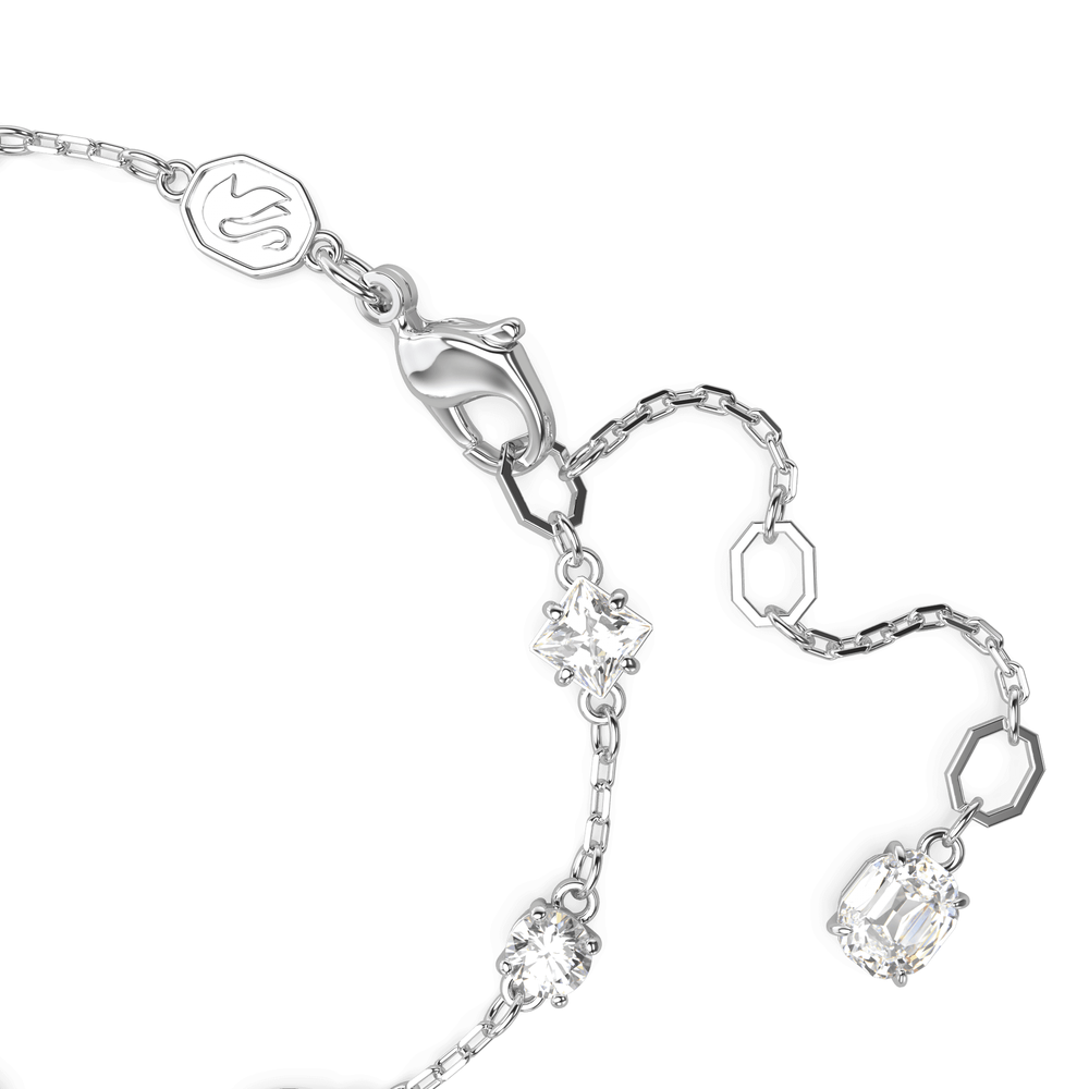 Mesmera bracelet Mixed cuts, Scattered design, White, Rhodium plated