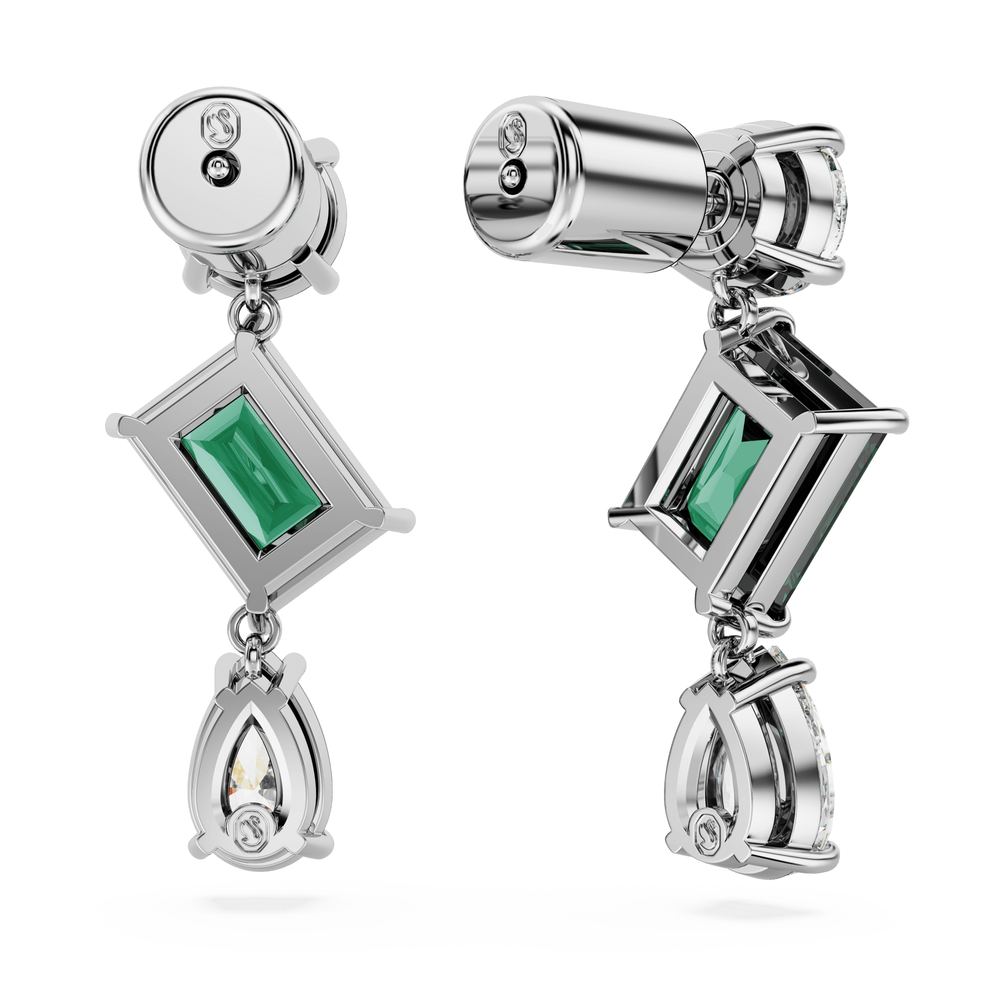 Mesmera drop earrings Mixed cuts, Green, Rhodium plated