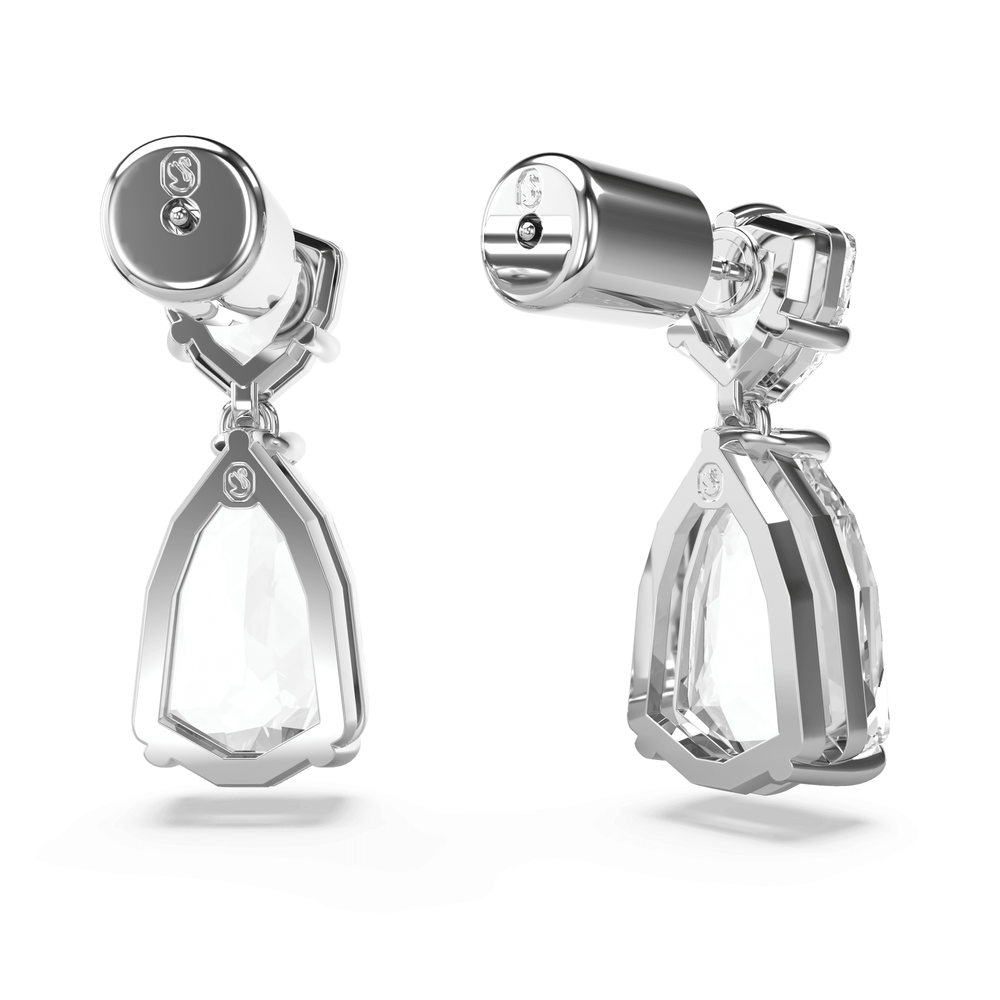 Mesmera drop earrings Mixed cuts, White, Rhodium plated