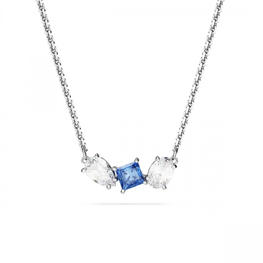 Mesmera pendant Mixed cuts, Blue, Rhodium plated